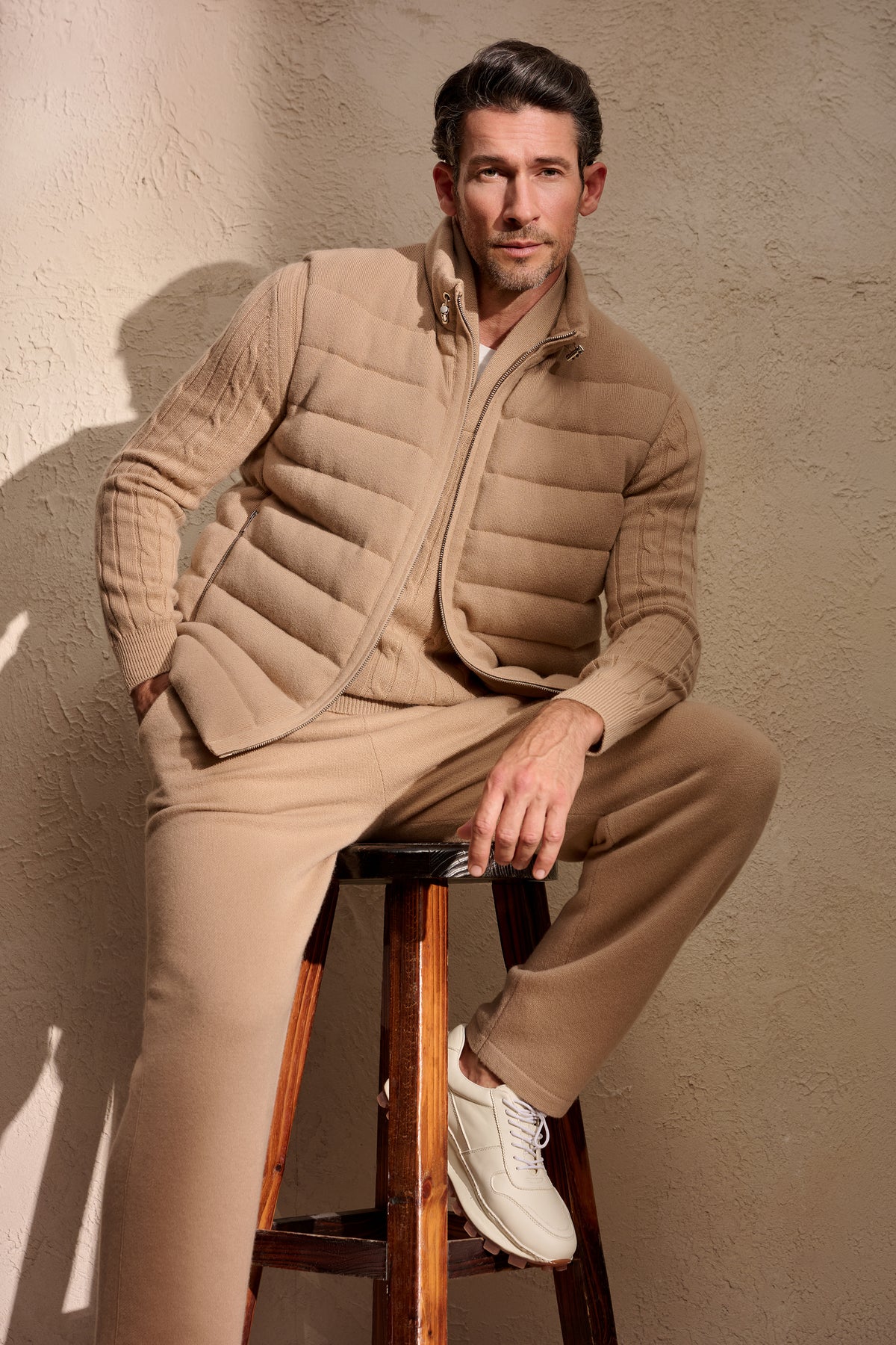 Puffer cashmere coat